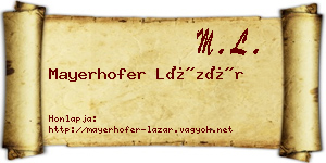 Mayerhofer Lázár névjegykártya